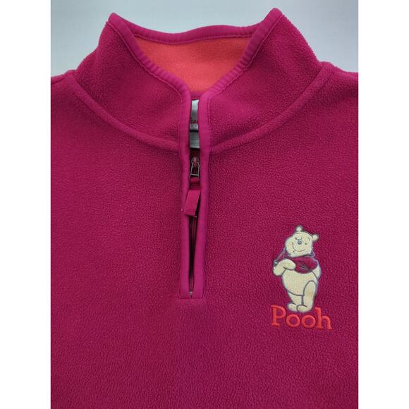 VTG Disney Store Exclusive Winnie the Pooh QTR Zip Fleece womens size M Fuschia - Picture 1 of 7